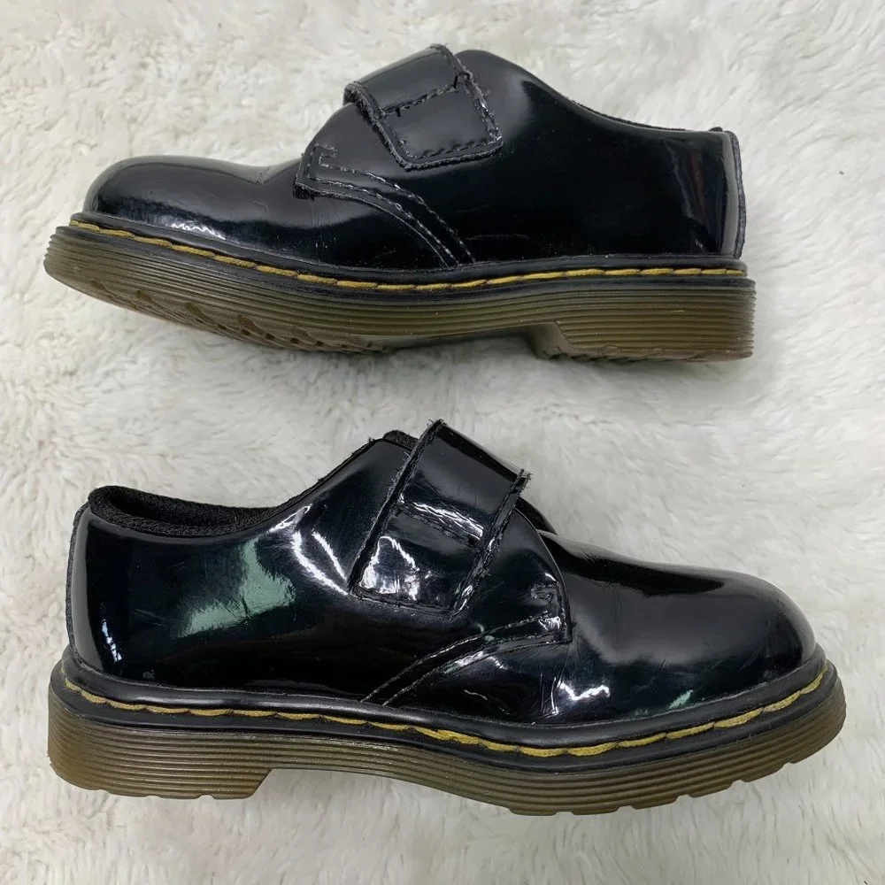Dr Martens KAMRON T Kid's Black Patent Leather Shoes Size US 9/ EURO 26